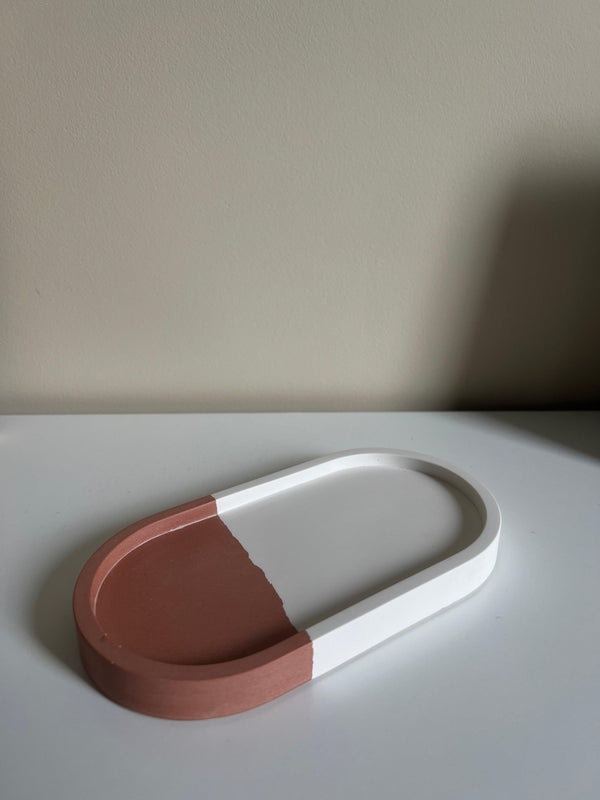 Small Oval Tray - White & Terracotta - Razzo Studio